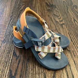 Orange pattern chacos